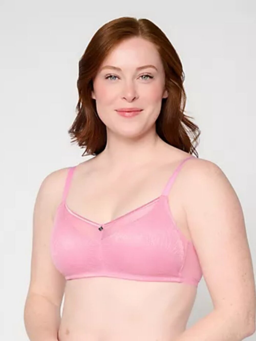 Breezies Fan Lace Unlined Wirefree Bra, Rosy Sz 46 DDD a716644